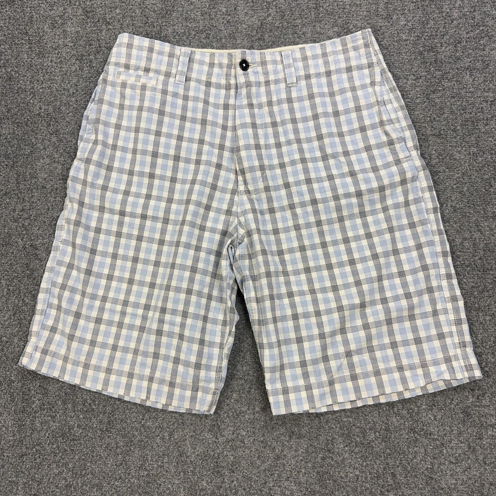 American Eagle Outfitters Shorts Mens 33 Blue‎ Plaid 100% Cotton Chino 12 Inseam